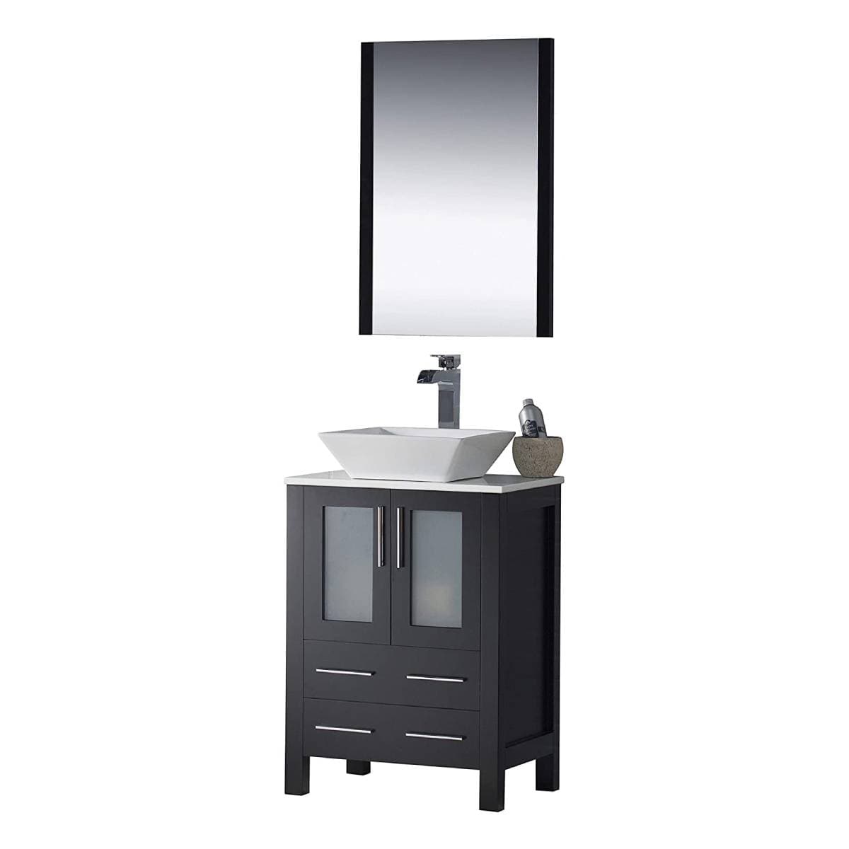 Sydney - 24 Inch Vanity with Ceramic Vessel Sink & Mirror - Espresso - Molaix842708124356Sydney001 24 02 V M