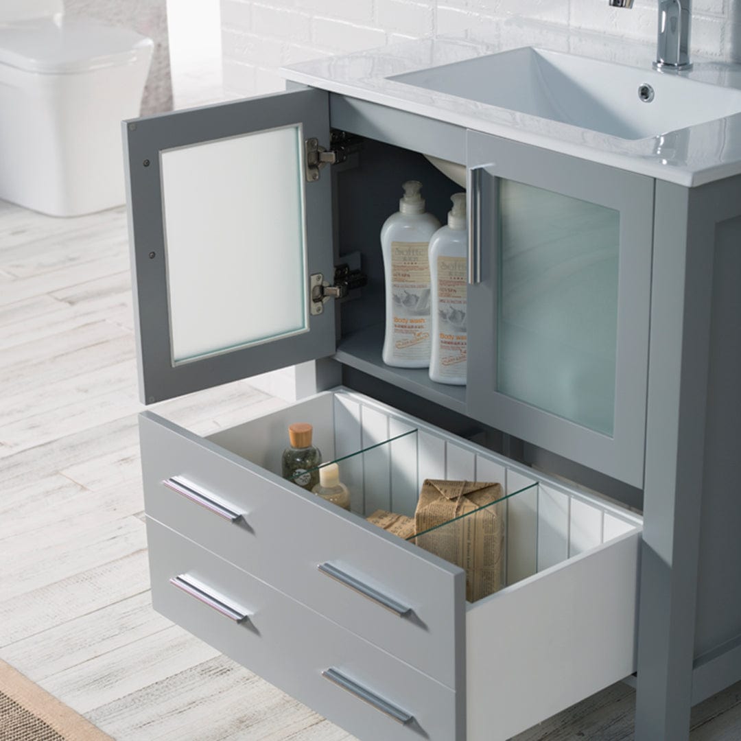 Sydney - 30 Inch Vanity with Ceramic Sink - Metal Grey - Molaix842708117877Sydney001 30 15 C