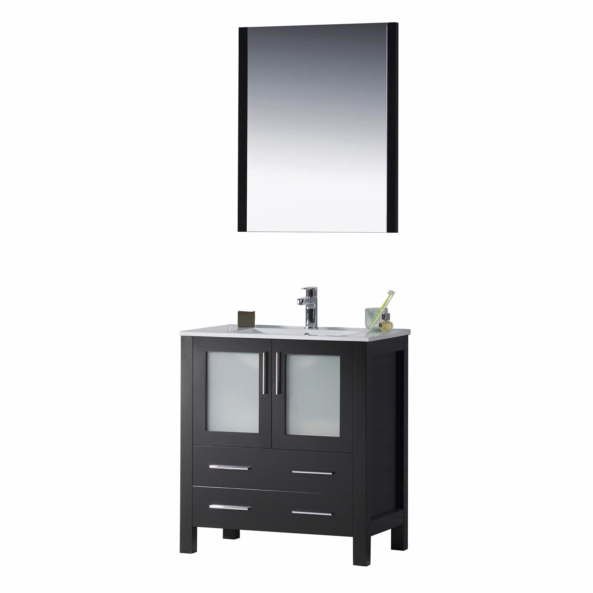 Sydney - 30 Inch Vanity with Ceramic Sink & Mirror - Espresso - Molaix842708124424Sydney001 30 02 C M