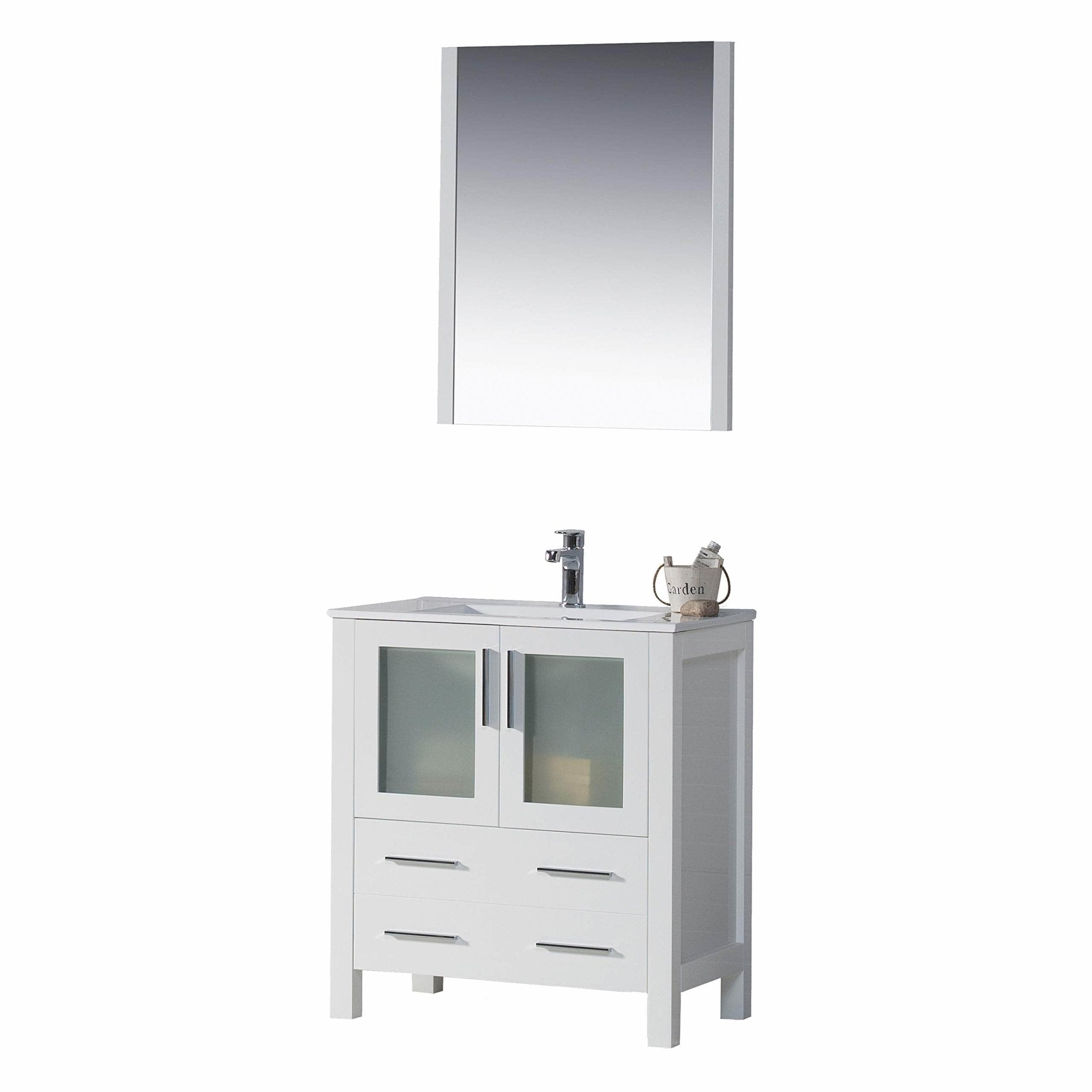 Sydney - 30 Inch Vanity with Ceramic Sink & Mirror - White - Molaix842708124394Sydney001 30 01 C M