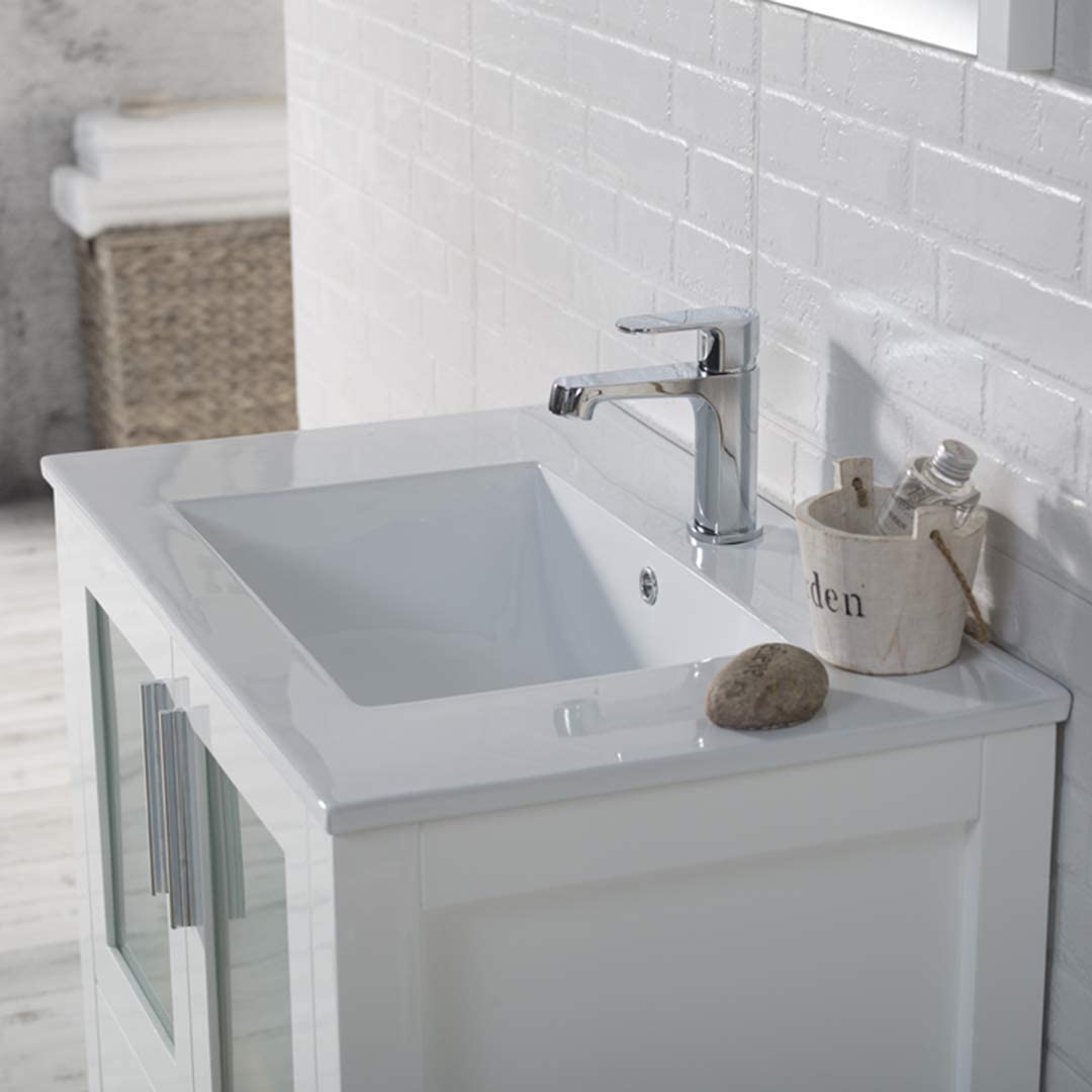 Sydney - 30 Inch Vanity with Ceramic Sink - White - Molaix842708117846Sydney001 30 01 C