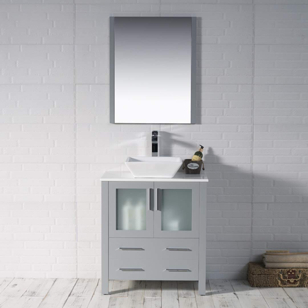 Sydney - 30 Inch Vanity with Ceramic Vessel Sink - Metal Grey - Molaix842708124462Sydney001 30 15 V