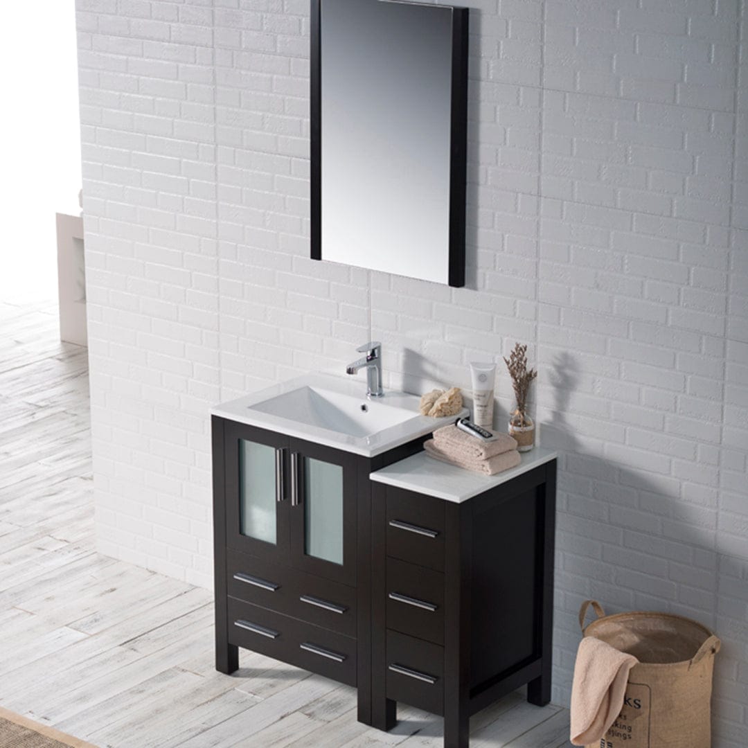 Sydney - 36 Inch Vanity Base only with Side Cabinet - Espresso - Molaix842708124615SydneyV8001 36S 02
