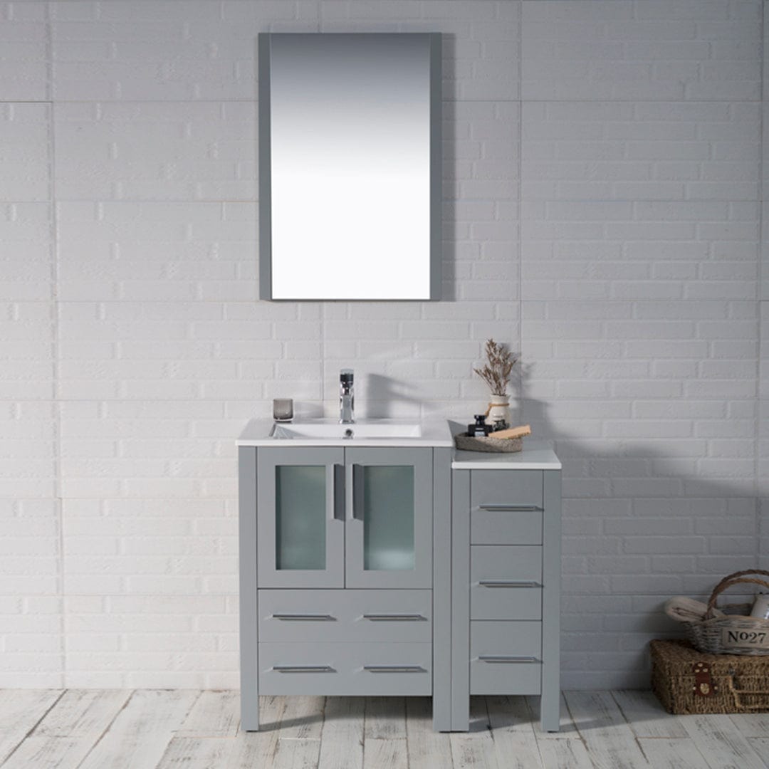 Sydney - 36 Inch Vanity Base only with Side Cabinet - Metal Grey - Molaix842708124653SydneyV8001 36S 15