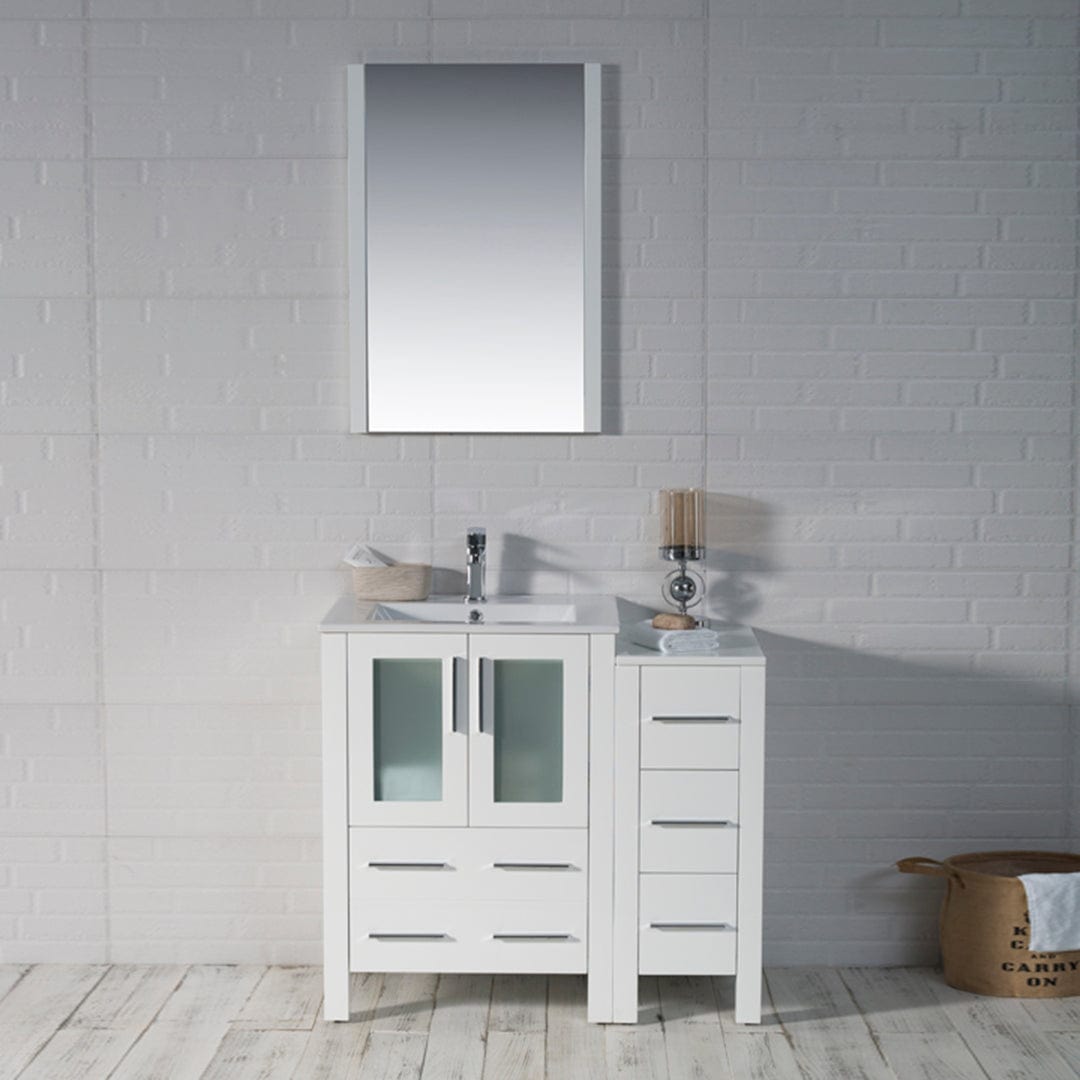 Sydney - 36 Inch Vanity Base only with Side Cabinet - White - Molaix842708124578SydneyV8001 36S 01