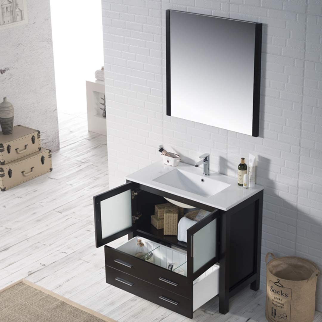 Sydney - 36 Inch Vanity with Ceramic Sink - Espresso - Molaix842708117891Sydney001 36 02 C