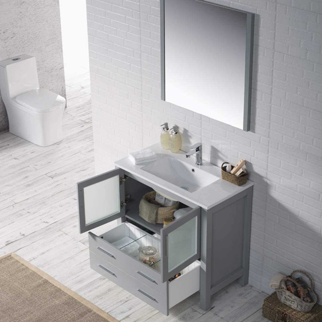 Sydney - 36 Inch Vanity with Ceramic Sink - Metal Grey - Molaix842708117914Sydney001 36 15 C