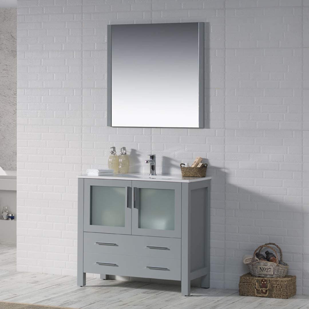 Sydney - 36 Inch Vanity with Ceramic Sink - Metal Grey - Molaix842708117914Sydney001 36 15 C