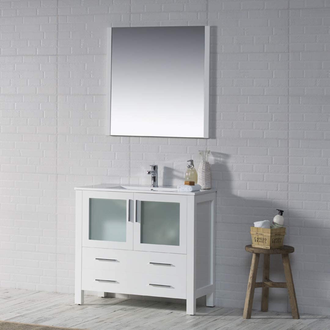 Sydney - 36 Inch Vanity with Ceramic Sink - White - Molaix842708117884Sydney001 36 01 C