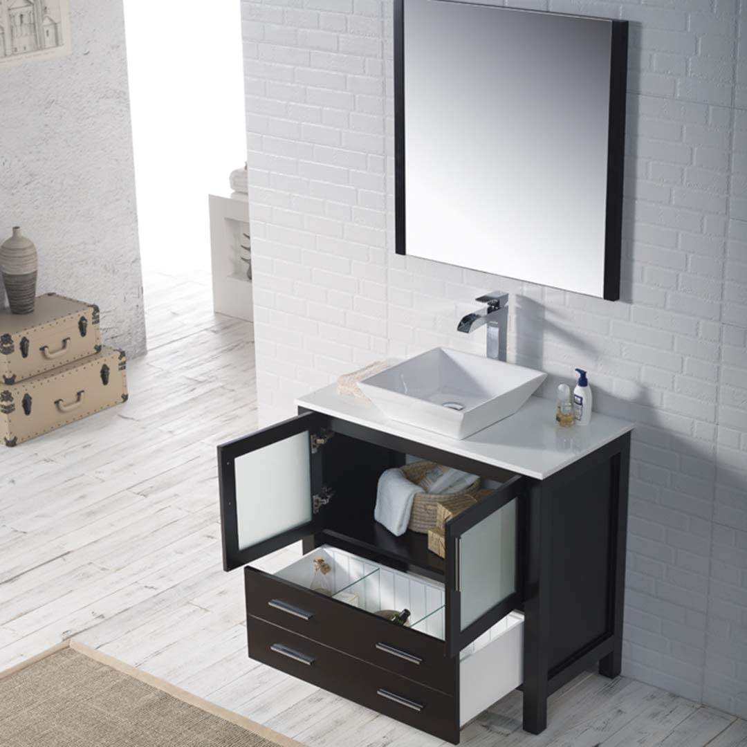 Sydney - 36 Inch Vanity with Ceramic Vessel Sink - Espresso - Molaix842708124523Sydney001 36 02 V