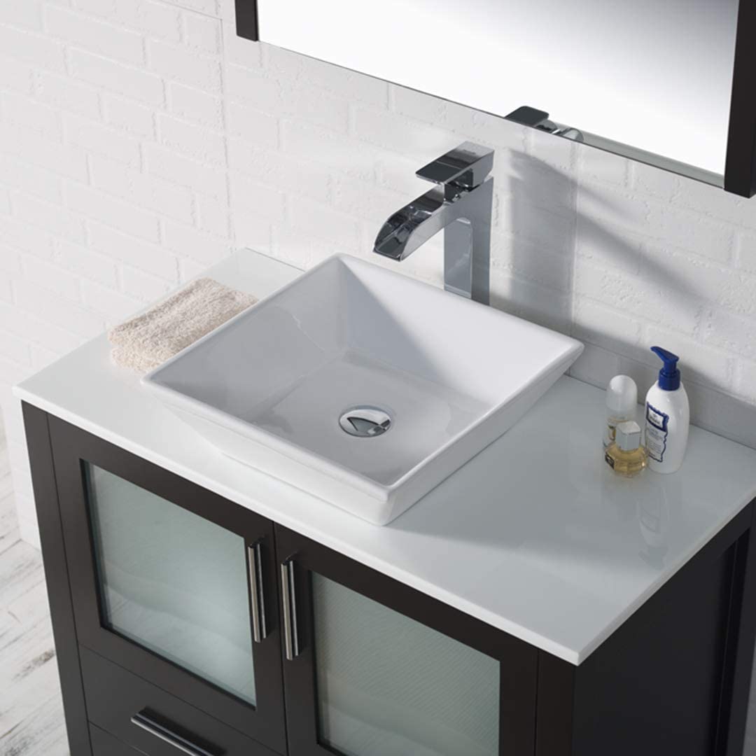Sydney - 36 Inch Vanity with Ceramic Vessel Sink - Espresso - Molaix842708124523Sydney001 36 02 V
