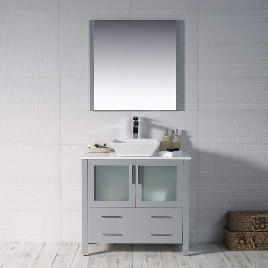 Sydney - 36 Inch Vanity with Ceramic Vessel Sink - Metal Grey - Molaix842708124554Sydney001 36 15 V