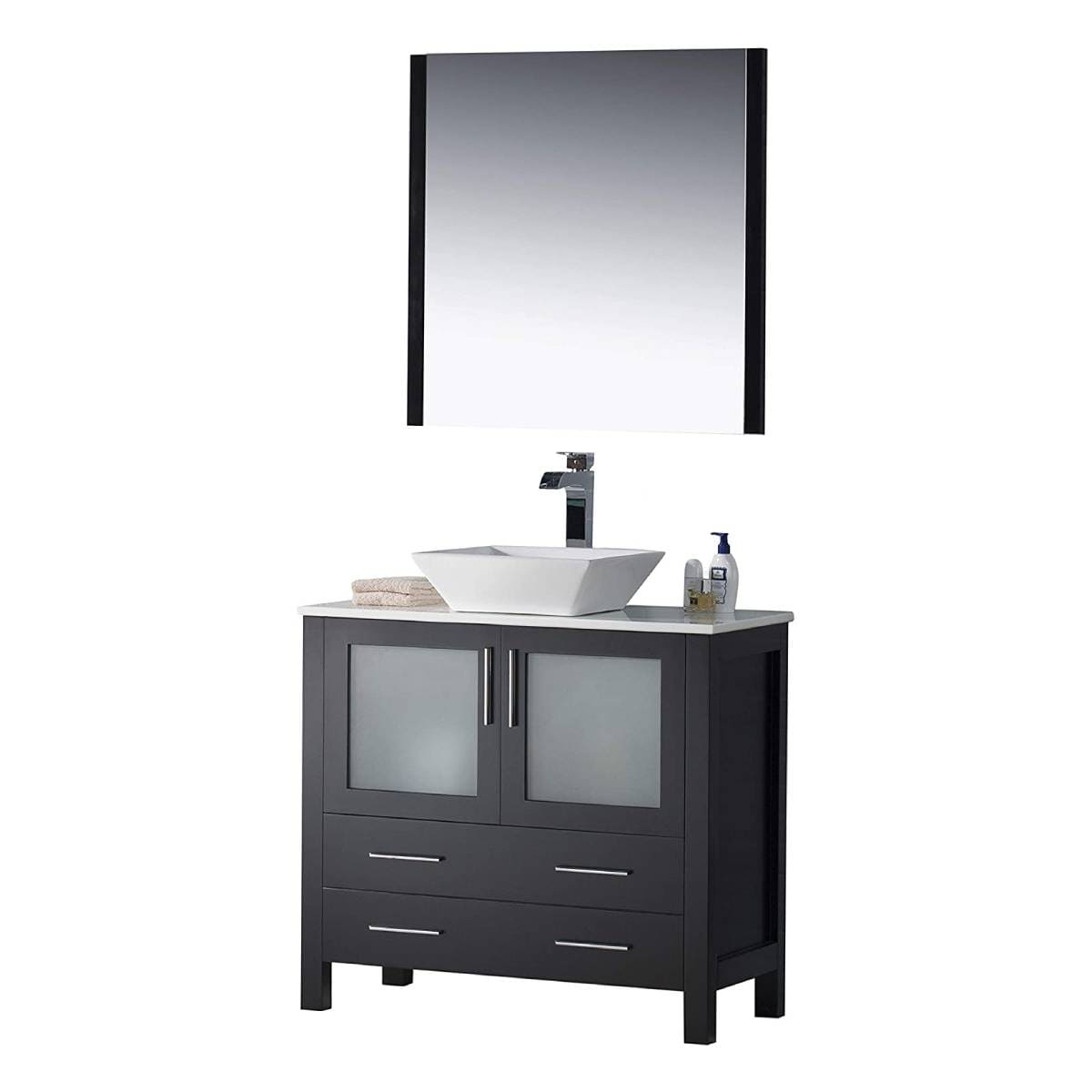 Sydney - 36 Inch Vanity with Ceramic Vessel Sink & Mirror - Espresso - Molaix842708124530Sydney001 36 02 V M