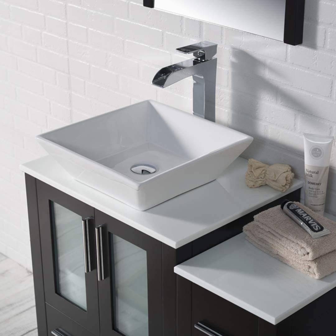 Sydney - 36 Inch Vanity with Ceramic Vessel Sink & Side Cabinet - Espresso - Molaix842708124639Sydney001 36S 02 V