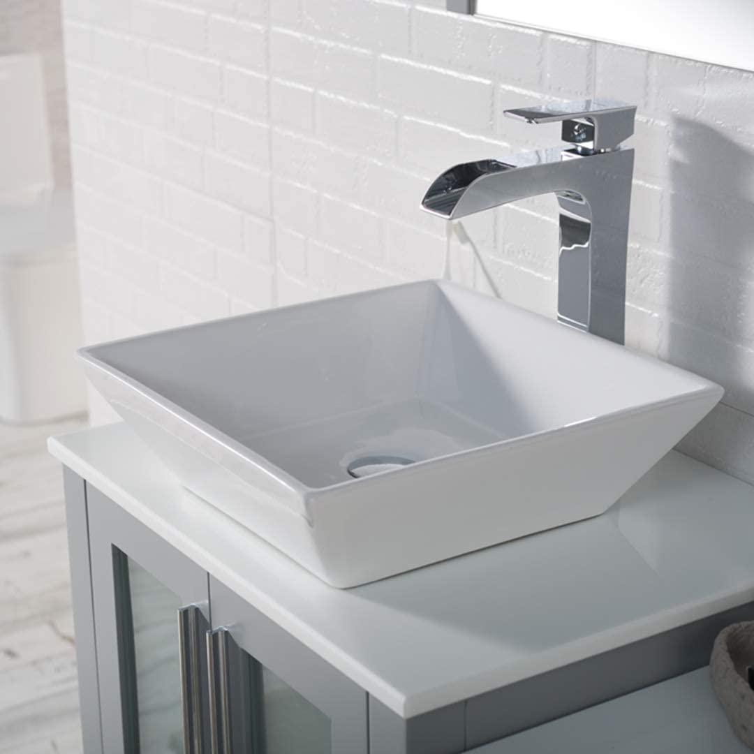 Sydney - 36 Inch Vanity with Ceramic Vessel Sink & Side Cabinet - Metal Grey - Molaix842708124677Sydney001 36S 15 V