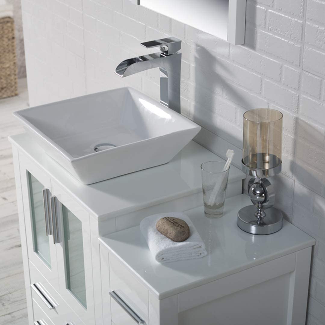 Sydney - 36 Inch Vanity with Ceramic Vessel Sink & Side Cabinet - White - Molaix842708124592Sydney001 36S 01 V