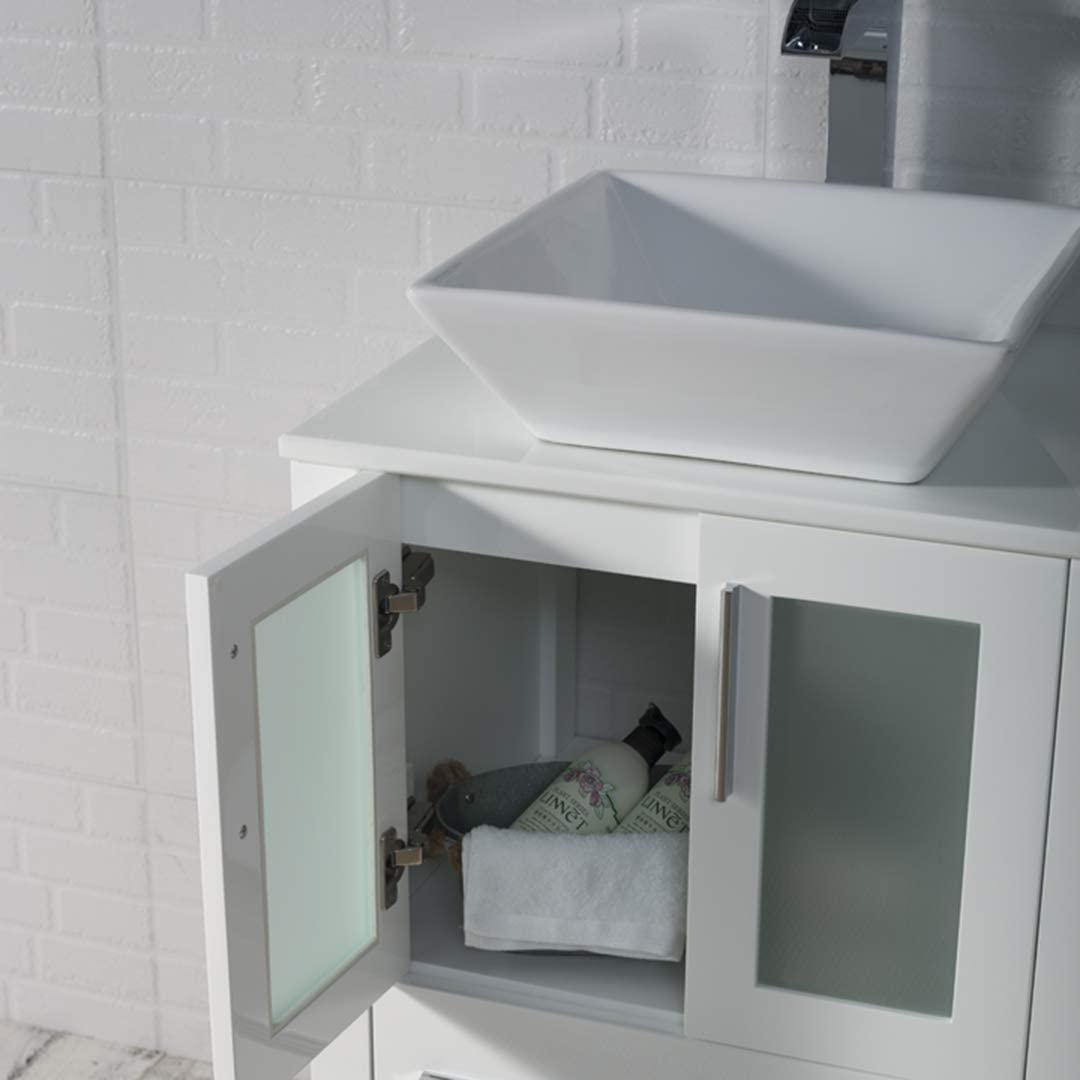 Sydney - 36 Inch Vanity with Ceramic Vessel Sink & Side Cabinet - White - Molaix842708124592Sydney001 36S 01 V