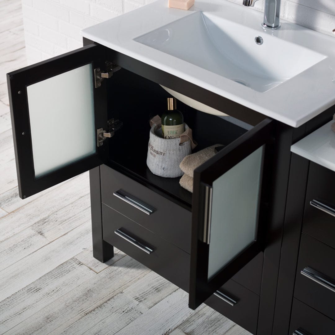 Sydney - 42 Inch Vanity Base only with Side Cabinet - Espresso - Molaix842708124745SydneyV8001 42S 02