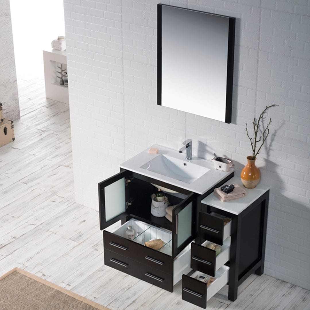 Sydney - 42 Inch Vanity Base only with Side Cabinet - Espresso - Molaix842708124745SydneyV8001 42S 02
