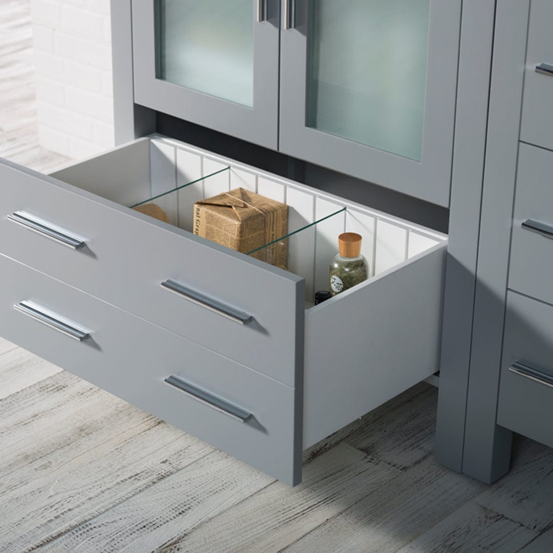 Sydney - 42 Inch Vanity Base only with Side Cabinet - Metal Grey - Molaix842708124790SydneyV8001 42S 15