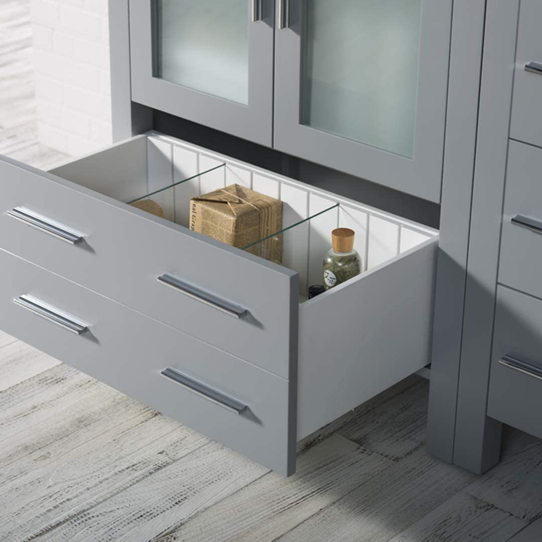 Sydney - 42 Inch Vanity with Ceramic Sink & Mirror & Side Cabinet - Metal Grey - Molaix842708124813Sydney001 42S 15 C M