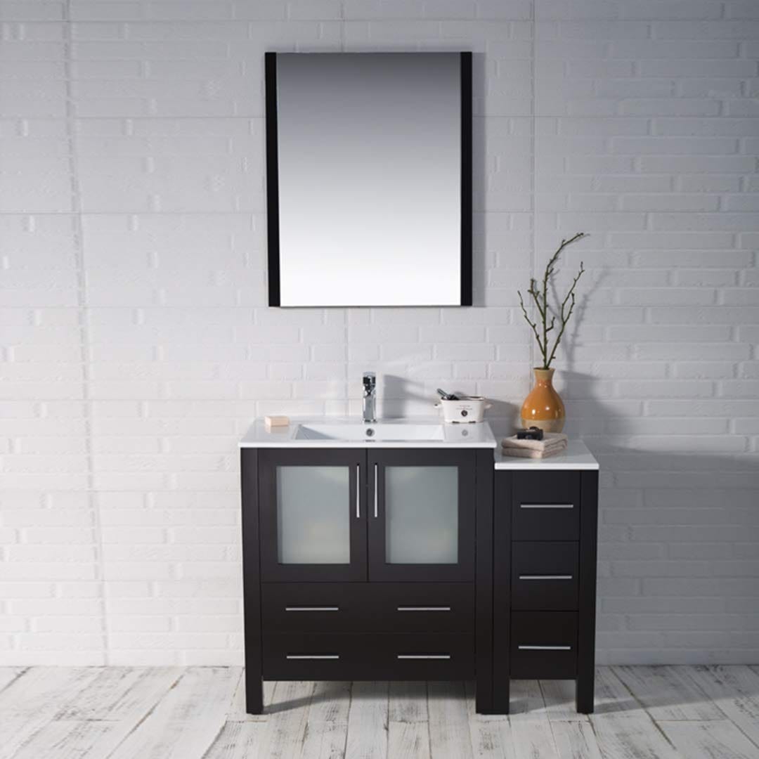 Sydney - 42 Inch Vanity with Ceramic Sink & Side Cabinet - Espresso - Molaix842708124752Sydney001 42S 02 C