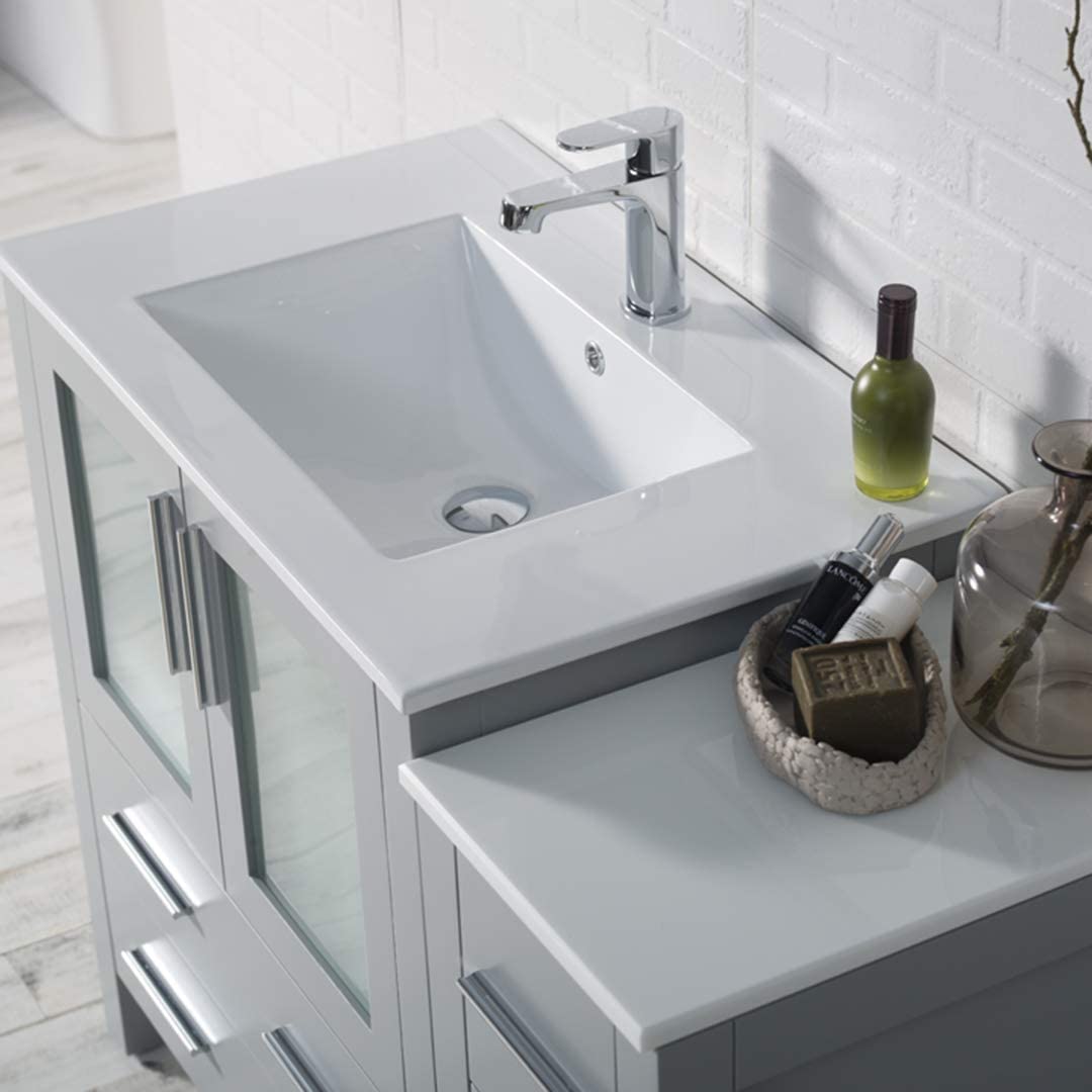 Sydney - 42 Inch Vanity with Ceramic Sink & Side Cabinet - Metal Grey - Molaix842708124806Sydney001 42S 15 C