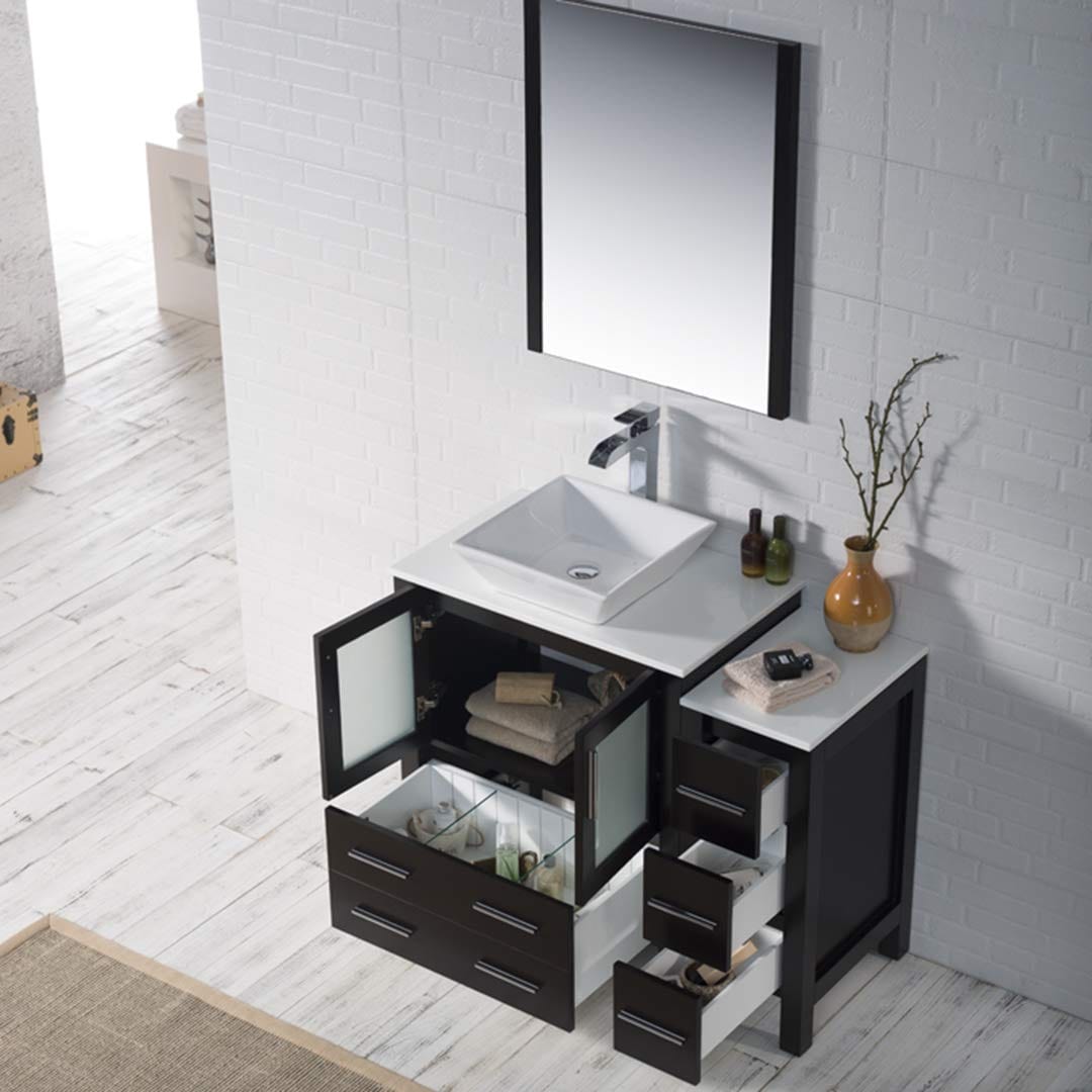 Sydney - 42 Inch Vanity with Ceramic Vessel Sink & Side Cabinet - Espresso - Molaix842708124776Sydney001 42S 02 V