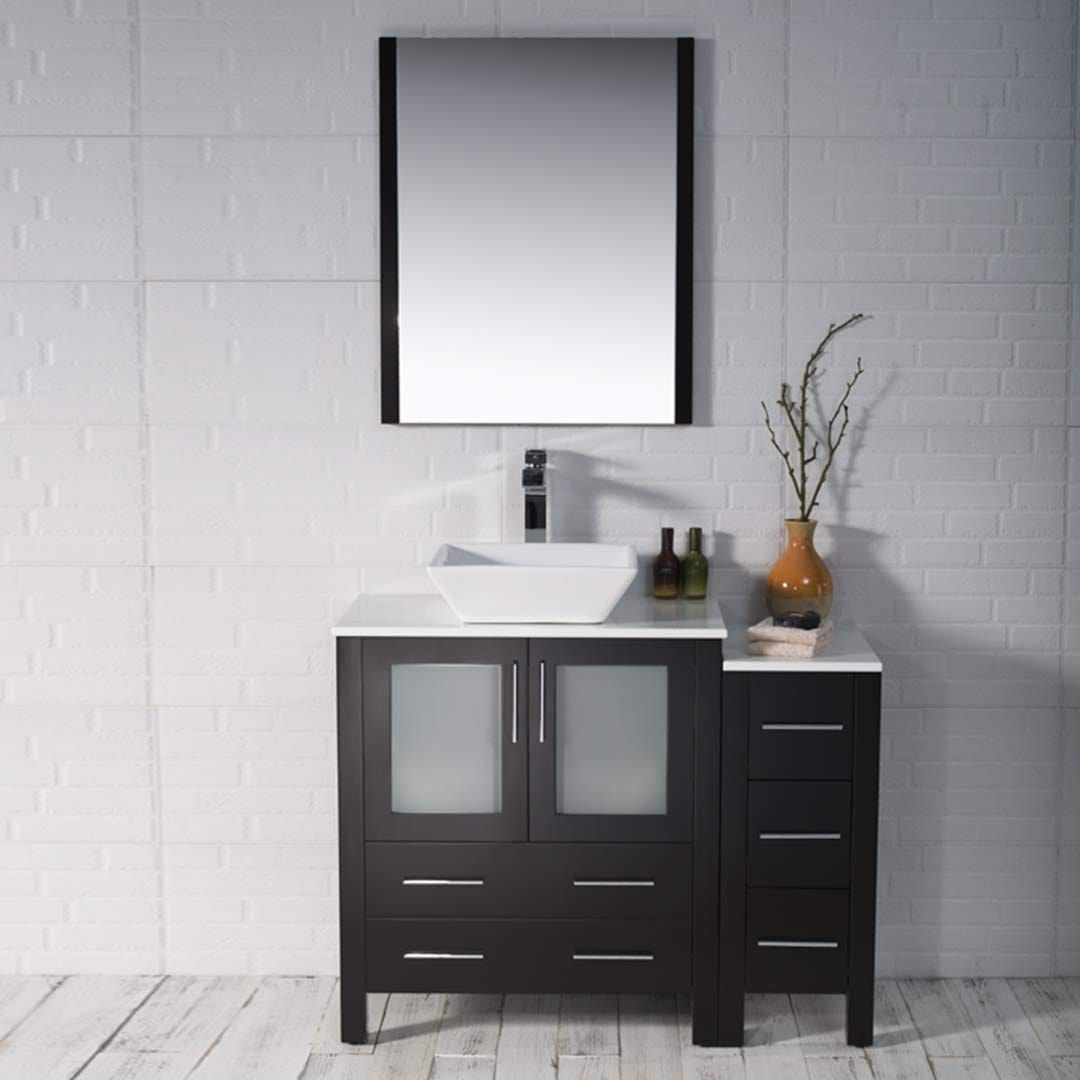Sydney - 42 Inch Vanity with Ceramic Vessel Sink & Side Cabinet - Espresso - Molaix842708124776Sydney001 42S 02 V