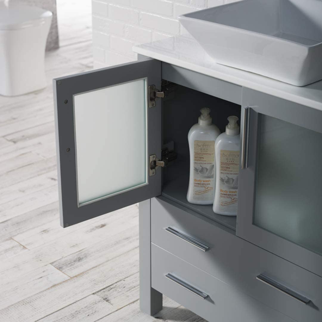 Sydney - 42 Inch Vanity with Ceramic Vessel Sink & Side Cabinet - Metal Grey - Molaix842708124820Sydney001 42S 15 V