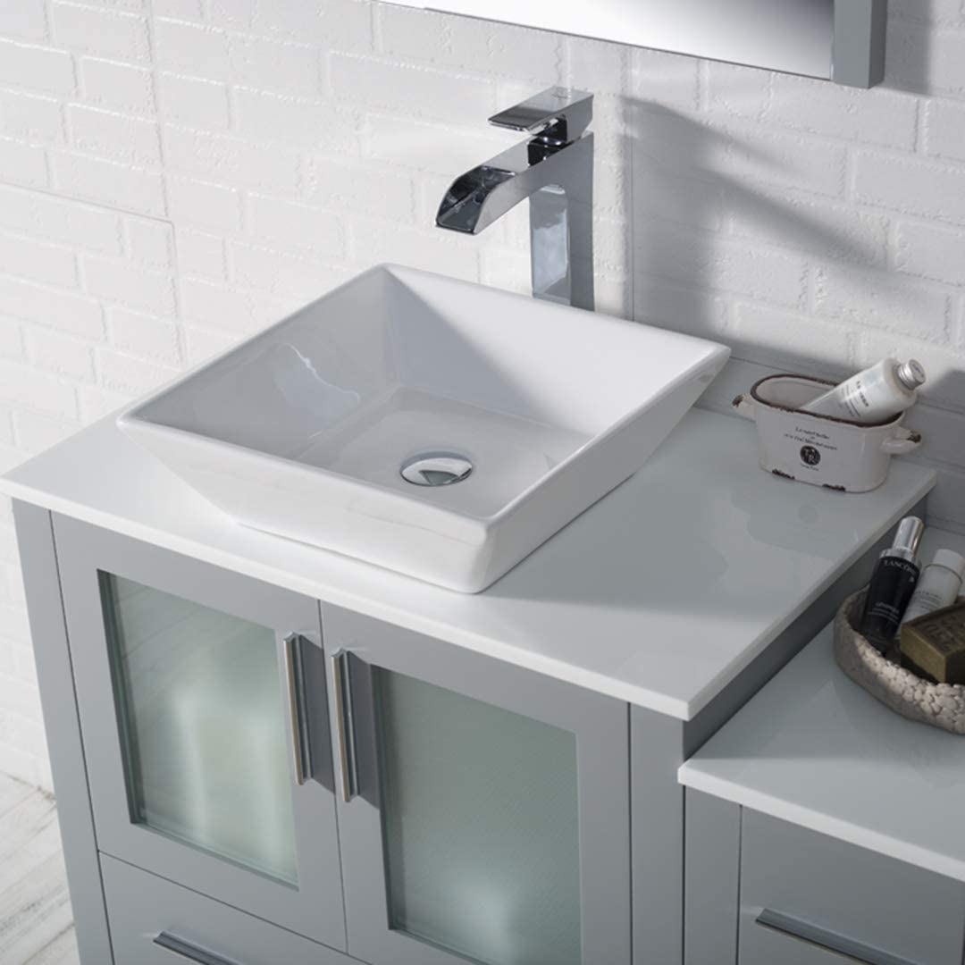 Sydney - 42 Inch Vanity with Ceramic Vessel Sink & Side Cabinet - Metal Grey - Molaix842708124820Sydney001 42S 15 V