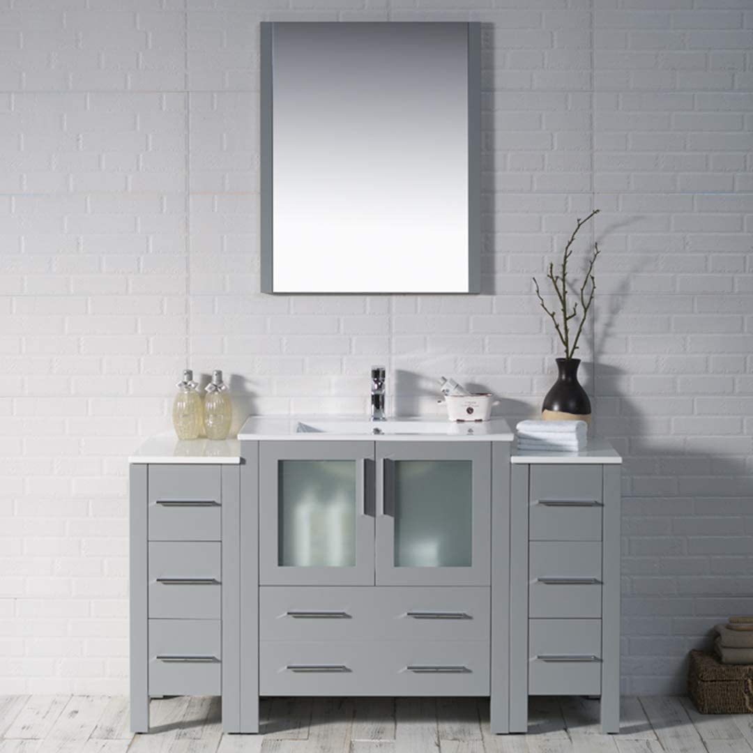 Sydney - 54 Inch Vanity with Ceramic Sink & Mirror - Metal Gray - Molaix842708124936Sydney001 54 15 C M