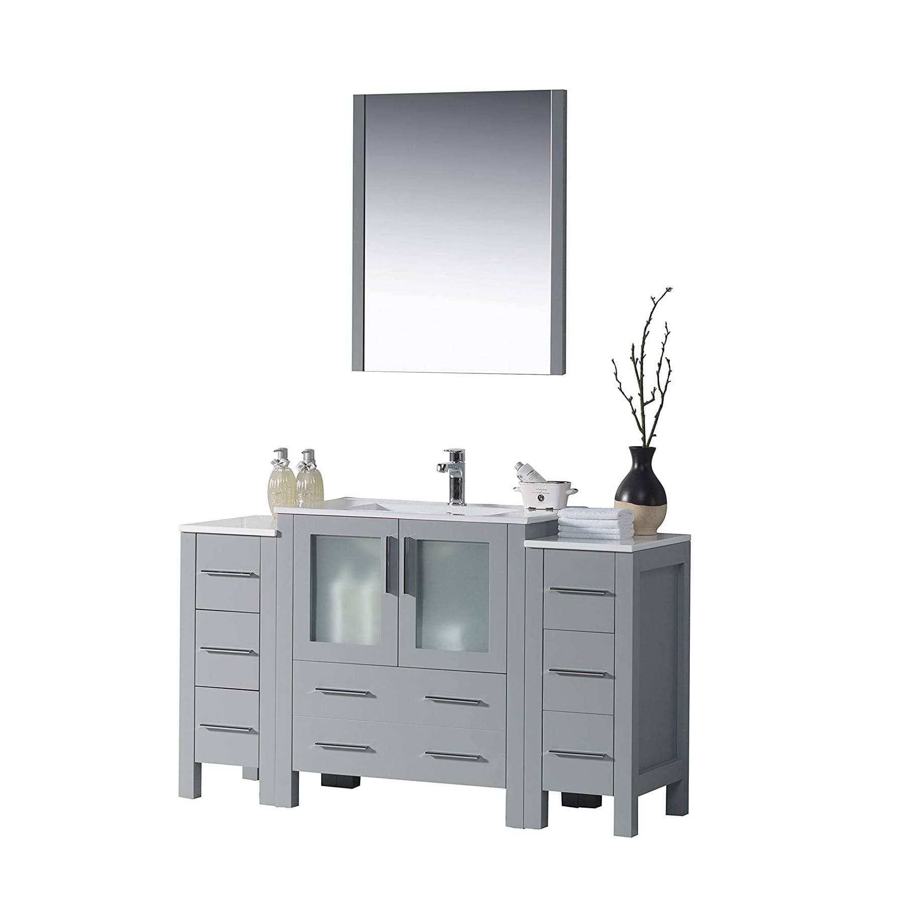 Sydney - 54 Inch Vanity with Ceramic Sink & Mirror - Metal Gray - Molaix842708124936Sydney001 54 15 C M