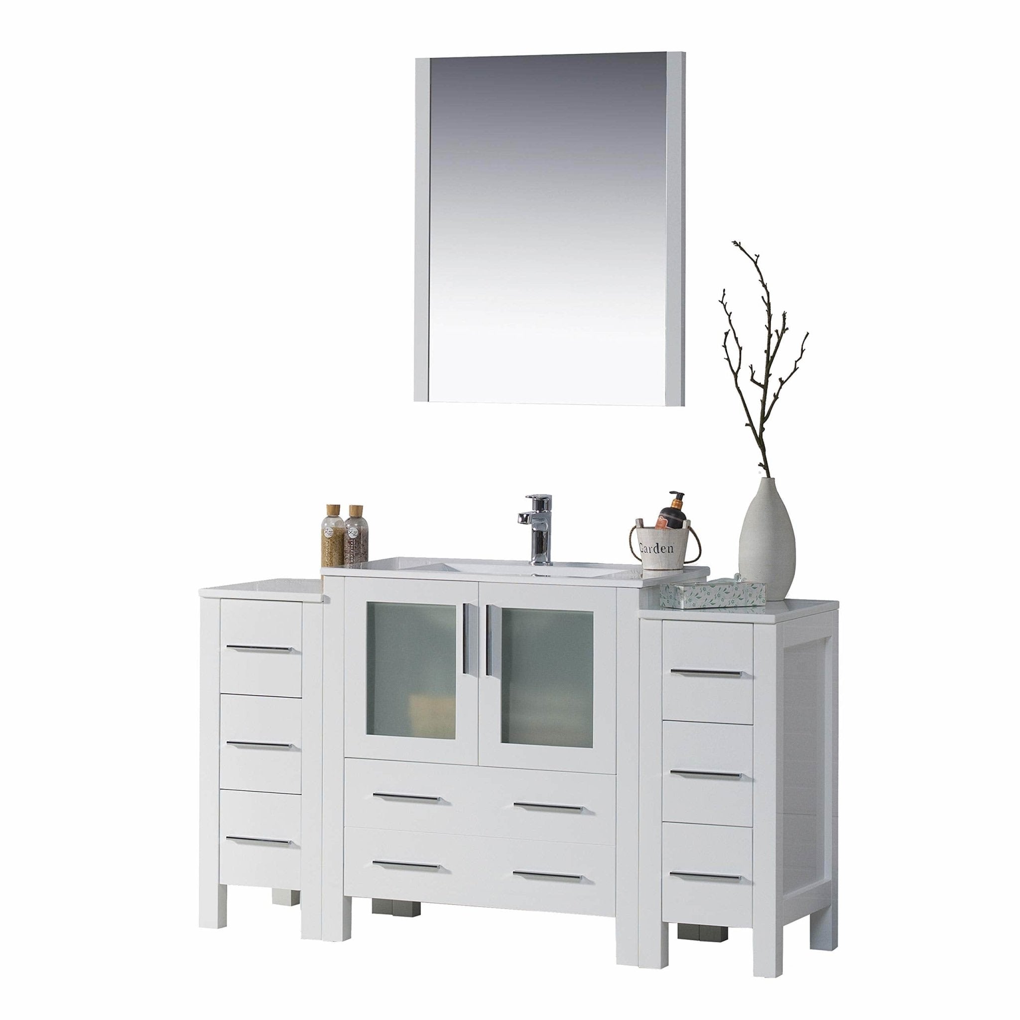 Sydney - 54 Inch Vanity with Ceramic Sink & Mirror - White - Molaix842708124851Sydney001 54 01 C M