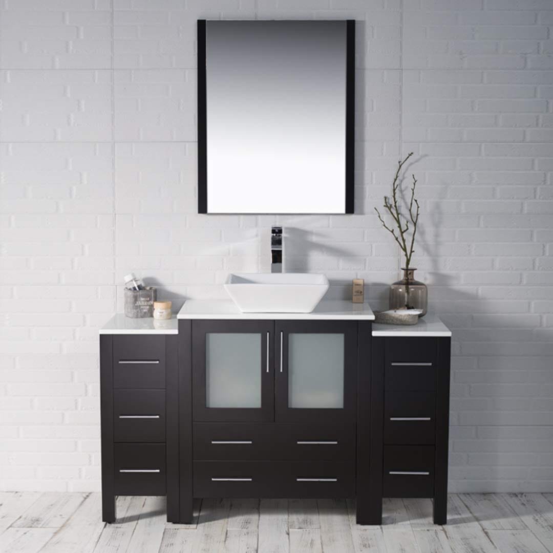 Sydney - 54 Inch Vanity with Ceramic Vessel Sink & Mirror - Espresso - Molaix842708124912Sydney001 54 02 V M