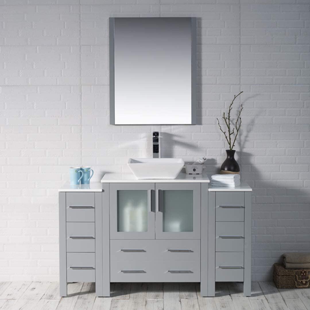 Sydney - 54 Inch Vanity with Ceramic Vessel Sink & Mirror - Metal Gray - Molaix842708124950Sydney001 54 15 V M