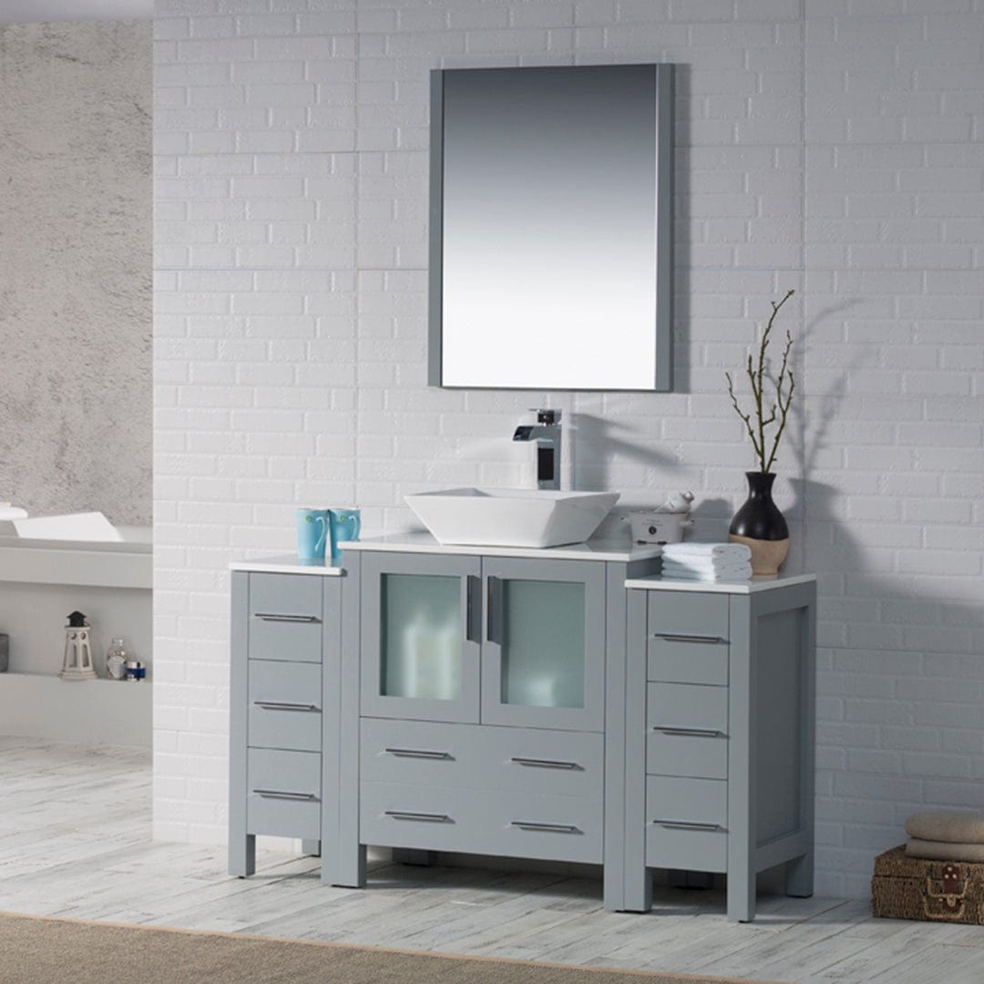 Sydney - 54 Inch Vanity with Ceramic Vessel Sink & Mirror - Metal Gray - Molaix842708124950Sydney001 54 15 V M
