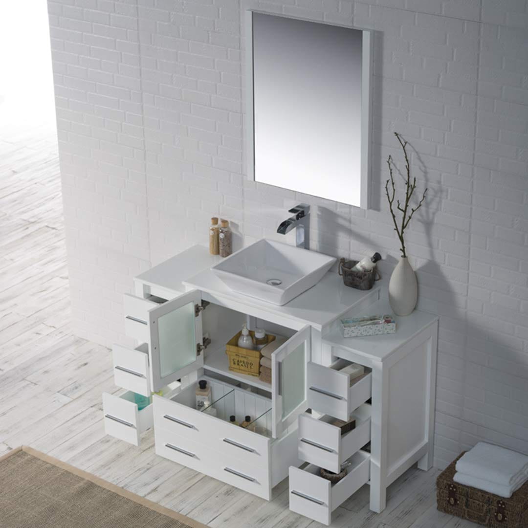 Sydney - 54 Inch Vanity with Ceramic Vessel Sink & Mirror - White - Molaix842708124875Sydney001 54 01 V M