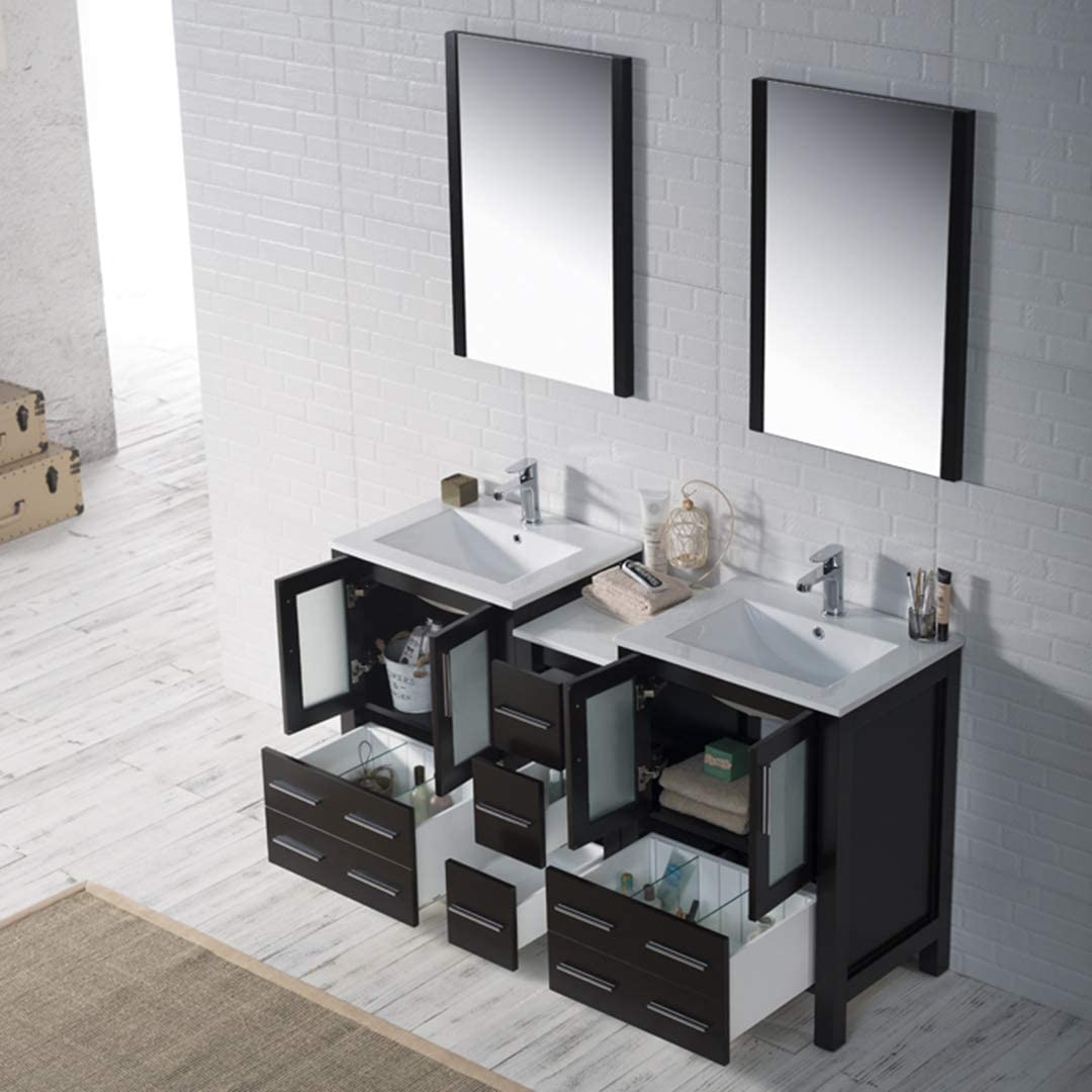 Sydney - 60 Inch Vanity with Ceramic Double Sinks - Espresso - Molaix842708125025Sydney001 60S1 02 C