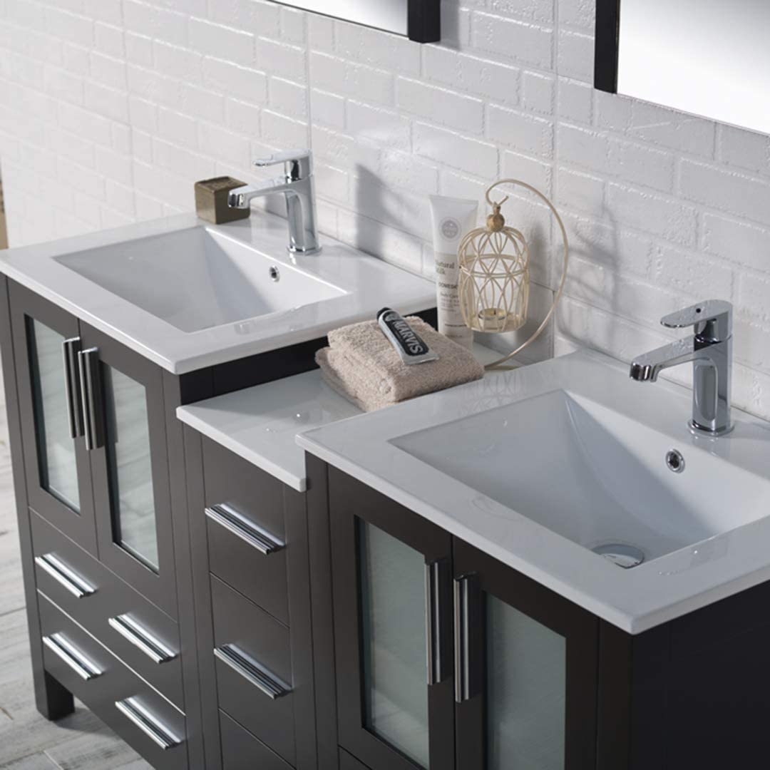 Sydney - 60 Inch Vanity with Ceramic Double Sinks - Espresso - Molaix842708125025Sydney001 60S1 02 C