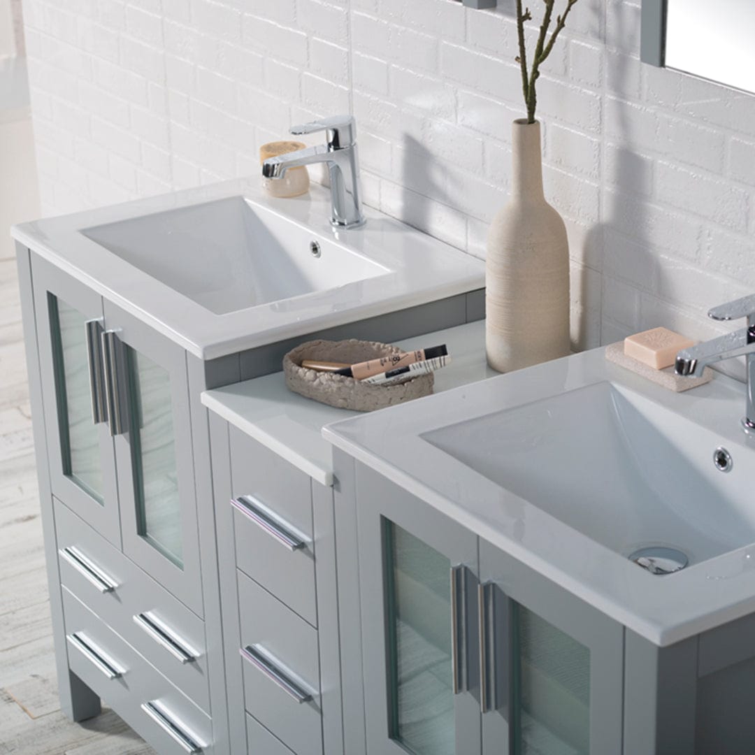 Sydney - 60 Inch Vanity with Ceramic Double Sinks & Mirrors - Metal Gray - Molaix842708125087Sydney001 60S1 15 C M