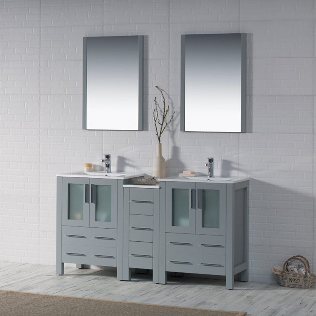 Sydney - 60 Inch Vanity with Ceramic Double Sinks & Mirrors - Metal Gray - Molaix842708125087Sydney001 60S1 15 C M