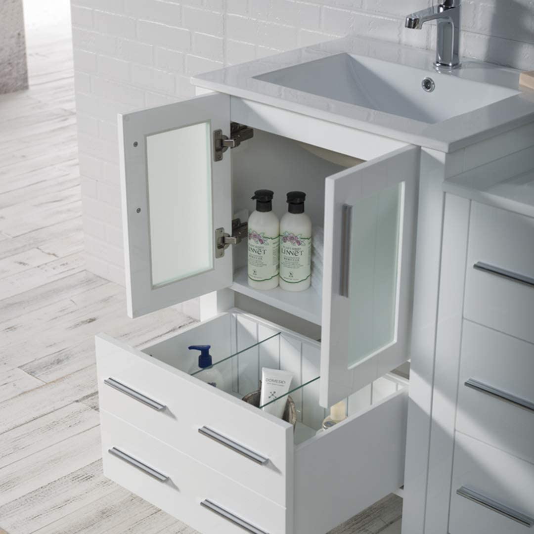 Sydney - 60 Inch Vanity with Ceramic Double Sinks - White - Molaix842708124974Sydney001 60S1 01 C