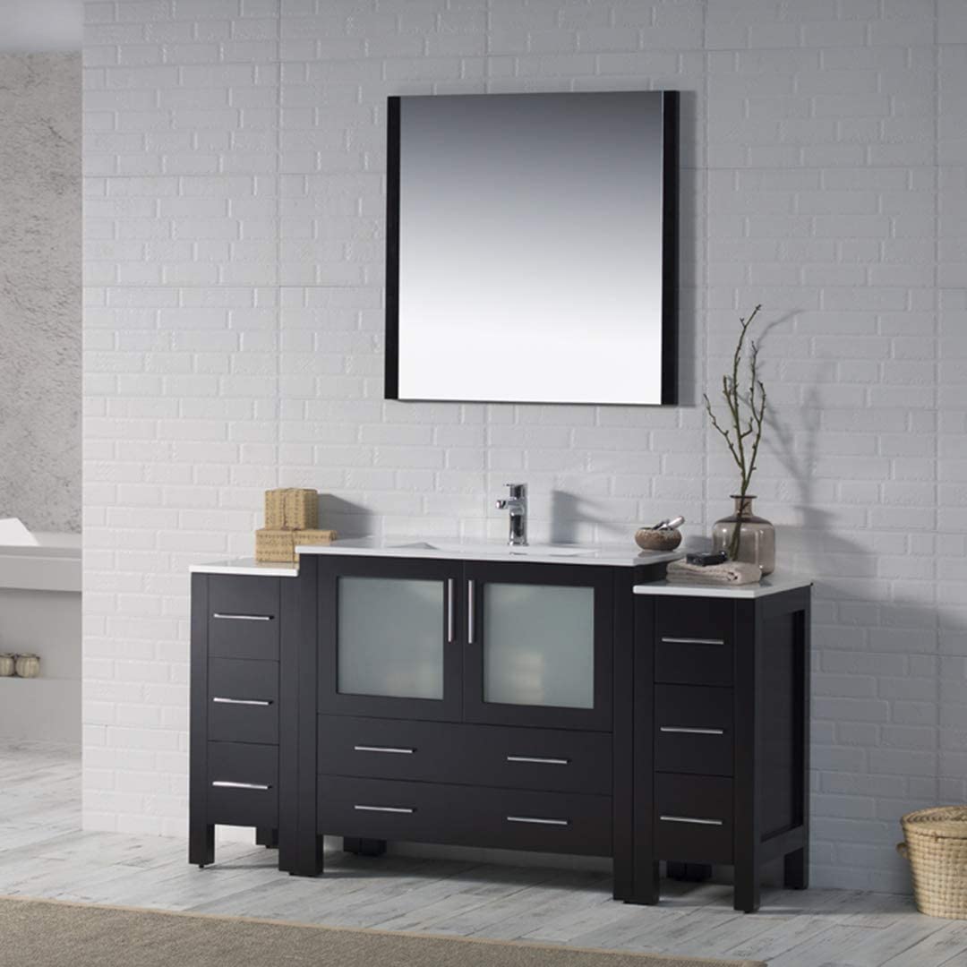 Sydney - 60 Inch Vanity with Ceramic Sink & Mirror - Espresso - Molaix842708125186Sydney001 60S2 02 C M