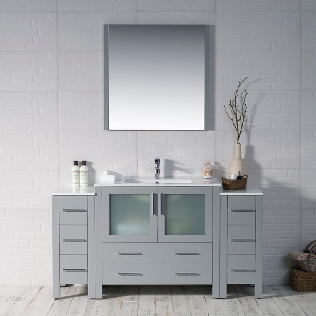 Sydney - 60 Inch Vanity with Ceramic Sink & Mirror - Metal Gray - Molaix842708125230Sydney001 60S2 15 C M