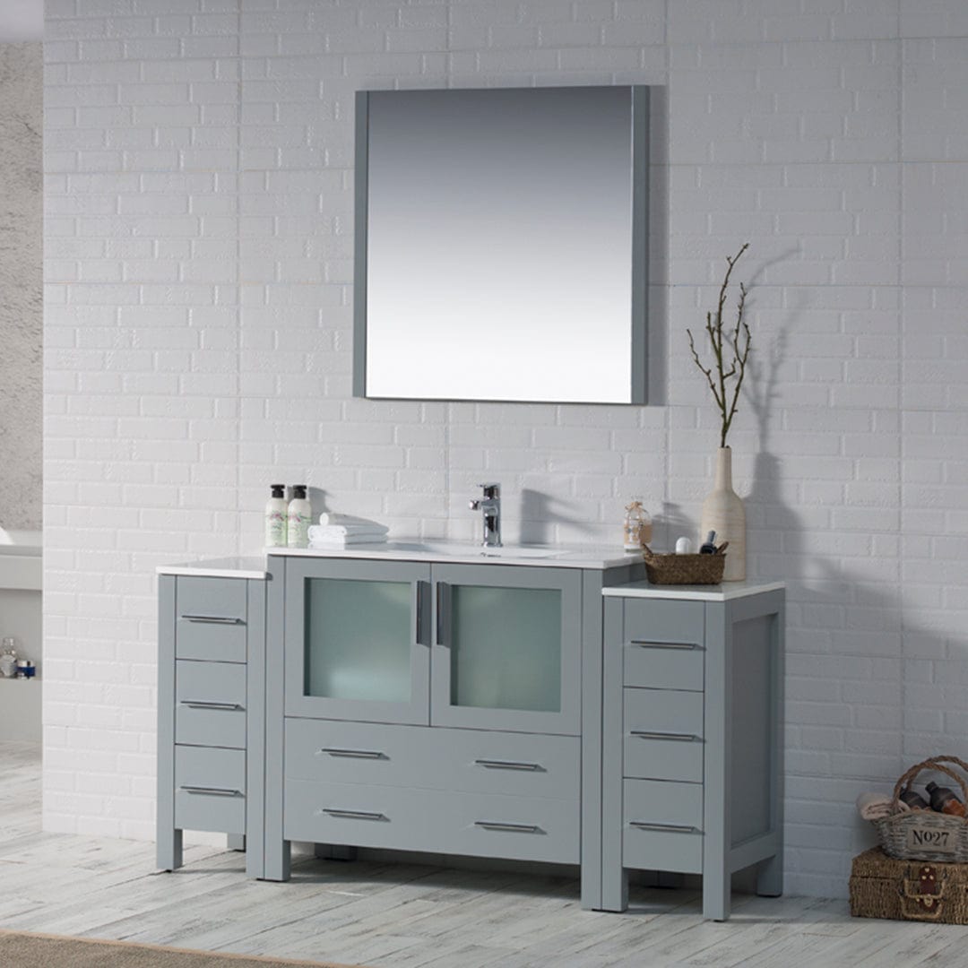 Sydney - 60 Inch Vanity with Ceramic Sink & Mirror - Metal Gray - Molaix842708125230Sydney001 60S2 15 C M