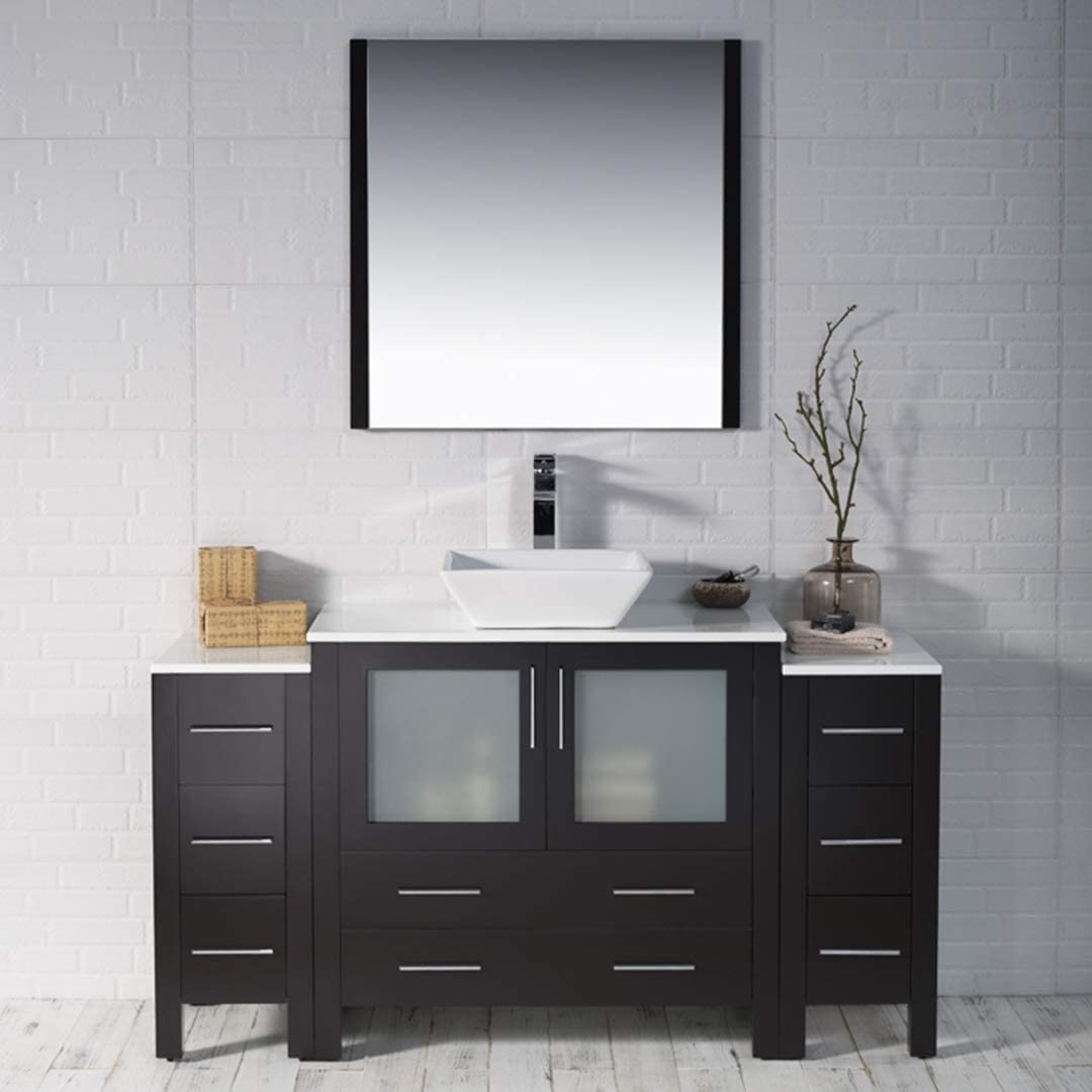 Sydney - 60 Inch Vanity with Ceramic Vessel Sink & Mirror - Espresso - Molaix842708125209Sydney001 60S2 02 V M