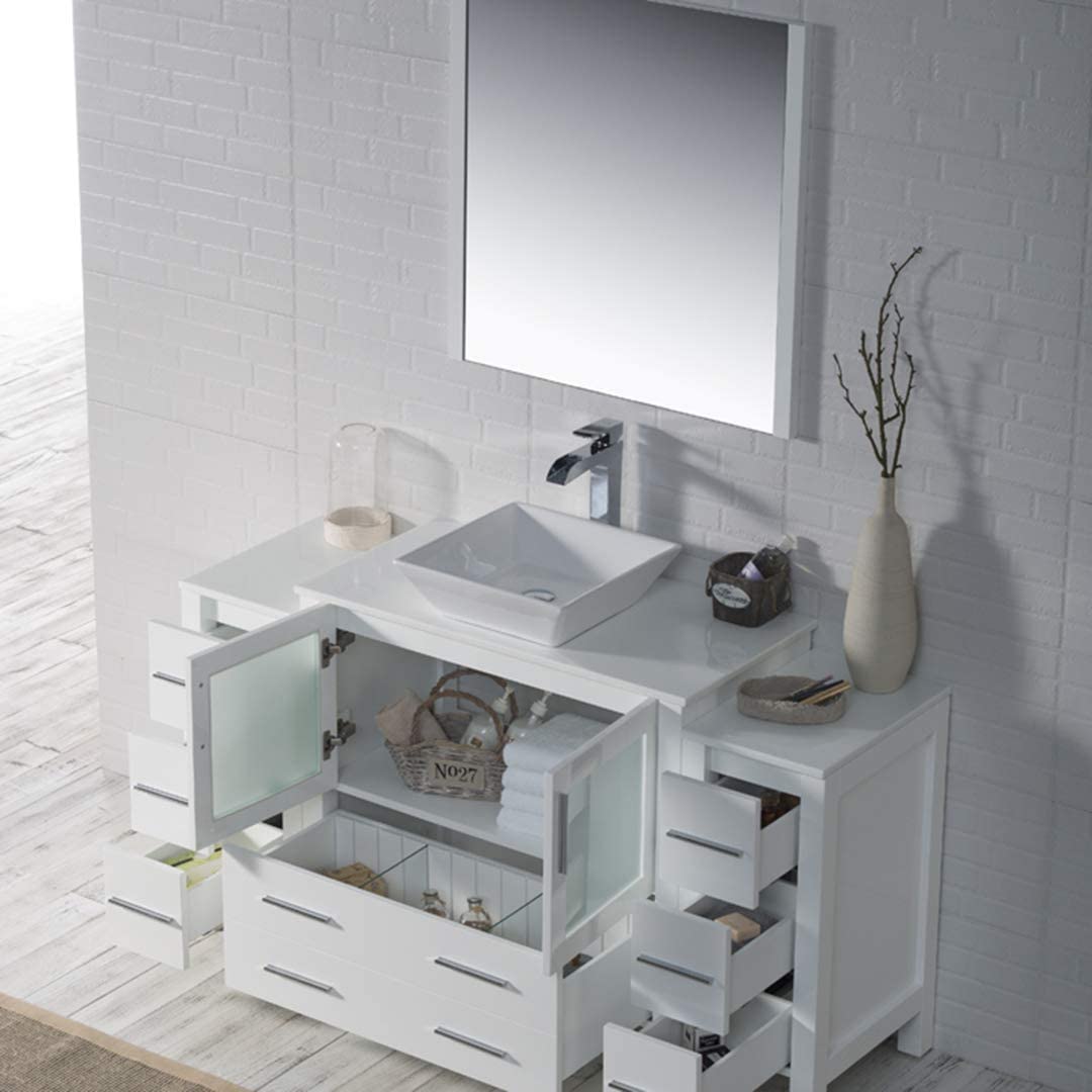 Sydney - 60 Inch Vanity with Ceramic Vessel Sink & Mirror - White - Molaix842708125155Sydney001 60S2 01 V M