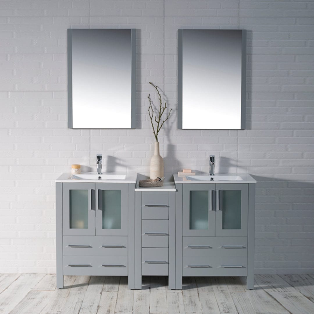 Sydney - 72 Inch Vanity with Ceramic Double Sinks - Metal Gray - Molaix842708118232Sydney001 72 15 C