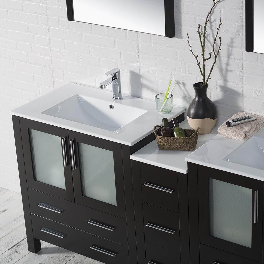 Sydney - 72 Inch Vanity with Ceramic Double Sinks & Mirrors - Espresso - Molaix842708125315Sydney001 72 02 C M